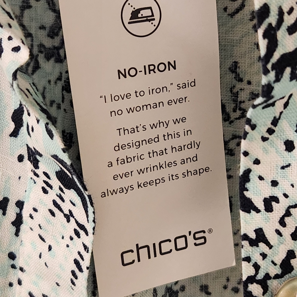 Chicos Linen Patterned Button-Up Blouse Size 2 NWT - image 7